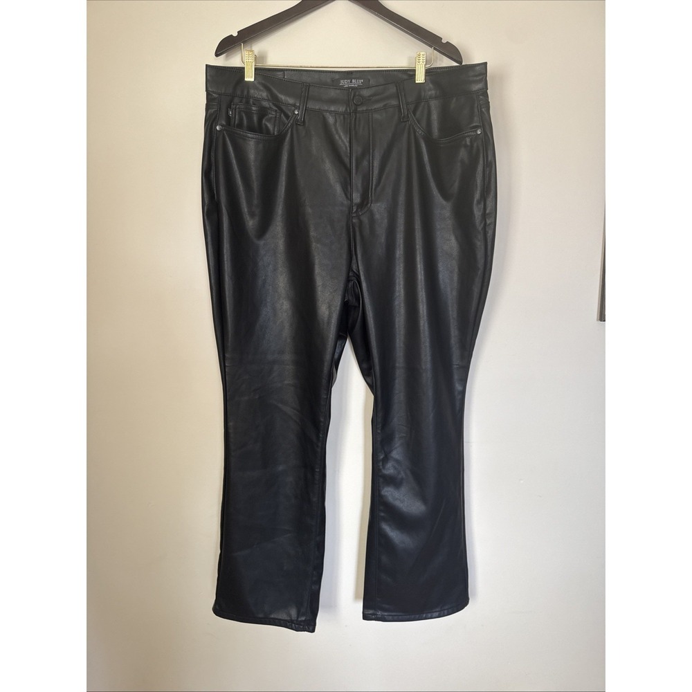 Judy Blue Faux Leather Straight Leg Pants Black Style JB88755‎ Size 20W